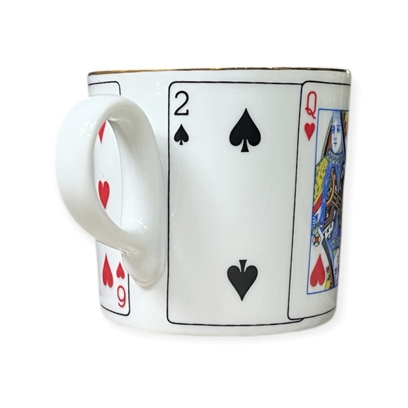 Set of 4 Horchow Demitasse Coffee Tea Cups w/ Playing Cards Poker Bridge Design - Picture 5 of 13